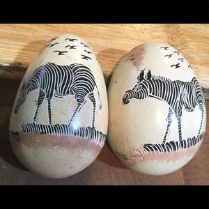 Vintage hand carved stone African eggs​